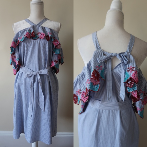 LOFT Dresses & Skirts - LOFT Fiesta Dress, Off-the-Shoulder Embroidered, S